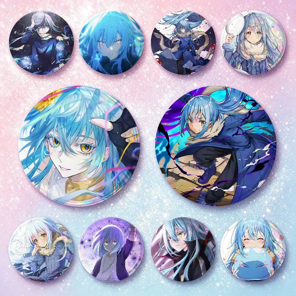 Anime T-That Time I Got R-Reincarnated As A Slime Rimuru Badges Round Pin Bag Decor Fans Collect Friends Gifts Brooch Souvenir