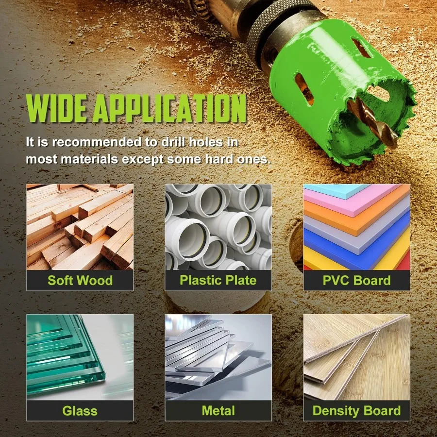 Set Mata Bor Lubang 18 Buah BiMetal, Mata Bor Lubang Tugas Berat dengan Kotak Penyimpanan, Ideal untuk Papan Cornhole Logam, Kayu, Plastik