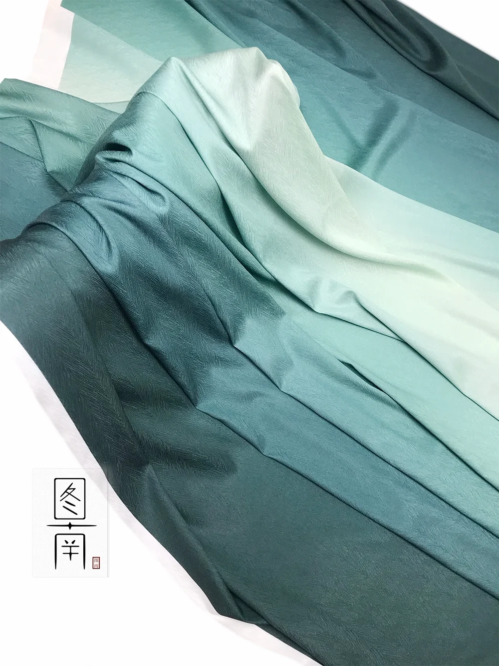 Designer Cloth Oblique Herringbone Jacquard Gradient Printing Fabric Hanfu Upper Coat Chinese Traditional Han Clothing Fabric