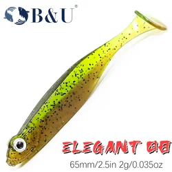 B & U-Leurre souple Shad T-tail avec yeux 3D, appât Élidéal pour la pêche au brochet ou sandre, 6.5cm