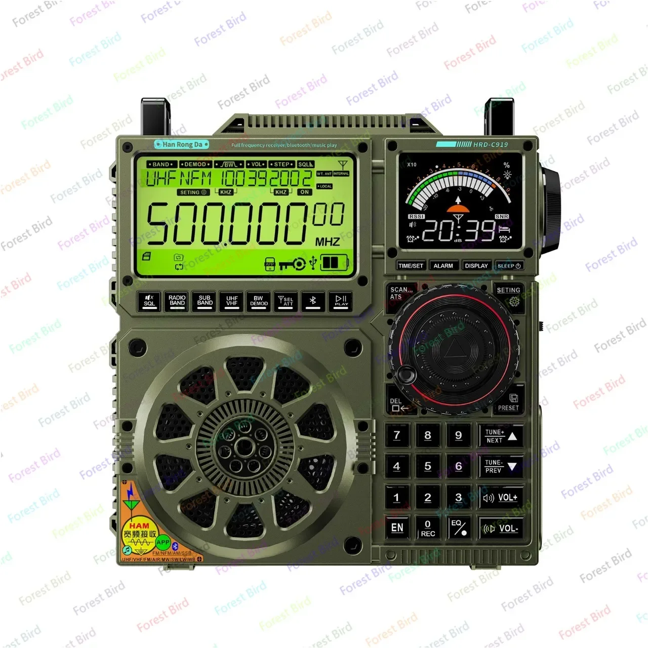 Multi-band Radio Portable Aviation Band Radio Receiver 5000ma Battery Original HRD-C919 AIR FM MW SW Shortwave VHF UHF WB