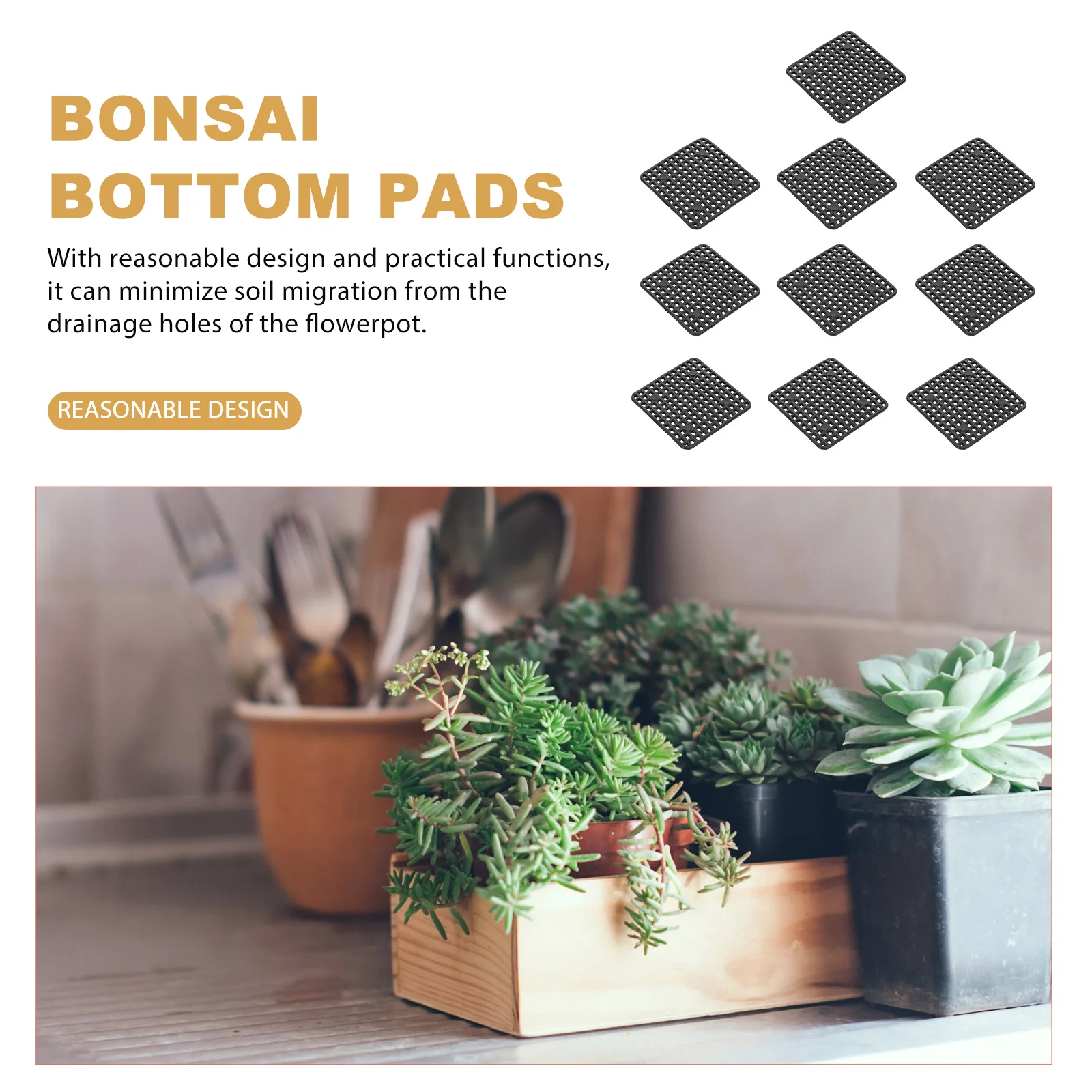 

30pcs Flower Pot Gaskets Bonsai Drainage Mesh Plastic Bottom Pads for Planters Prevent Soil Leakage Root Rot