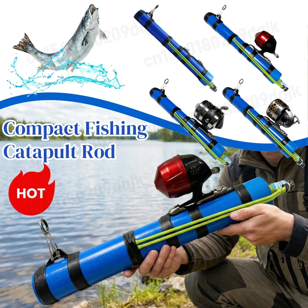 Compact Fishing Catapult Rod Extendable Portable Fish Bait Launching Equipment Sturdy Lightweight Catapult Fishing Reel