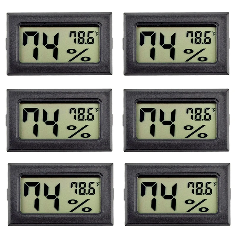 6Piece Indoor Humidity Meter Hygrometer Digital Thermometers Humidity With (℉) For Greenhouse, Garden