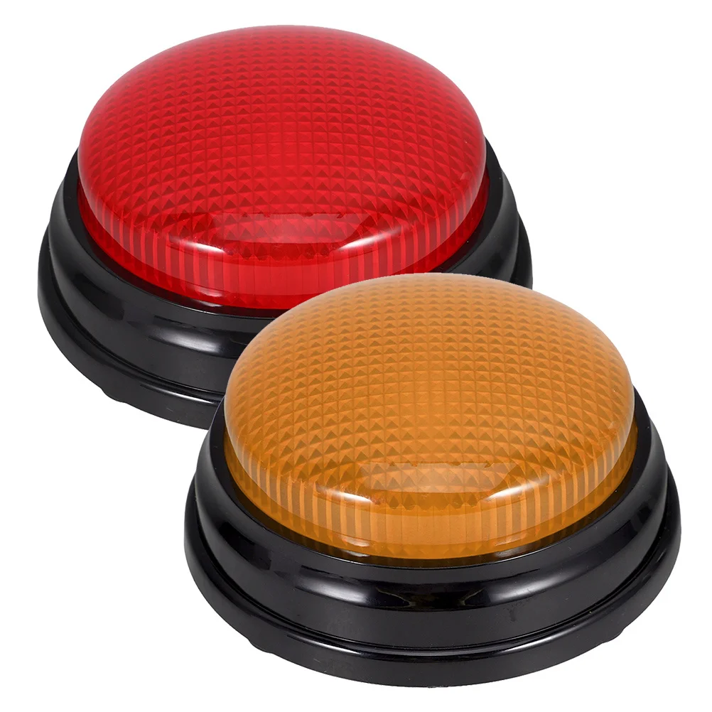 Campainha de jogo interativa para festa, 2 peças, botão de resposta, luz, som, adereço, atividade de construção infantil