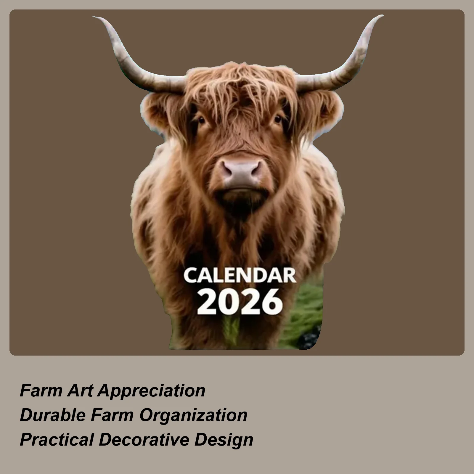 

Шотландский календарь Highland Cattle на 2026 год, настенный календарь на 12 месяцев, планировщик для домашнего офиса, календарь на природу для любителей животных