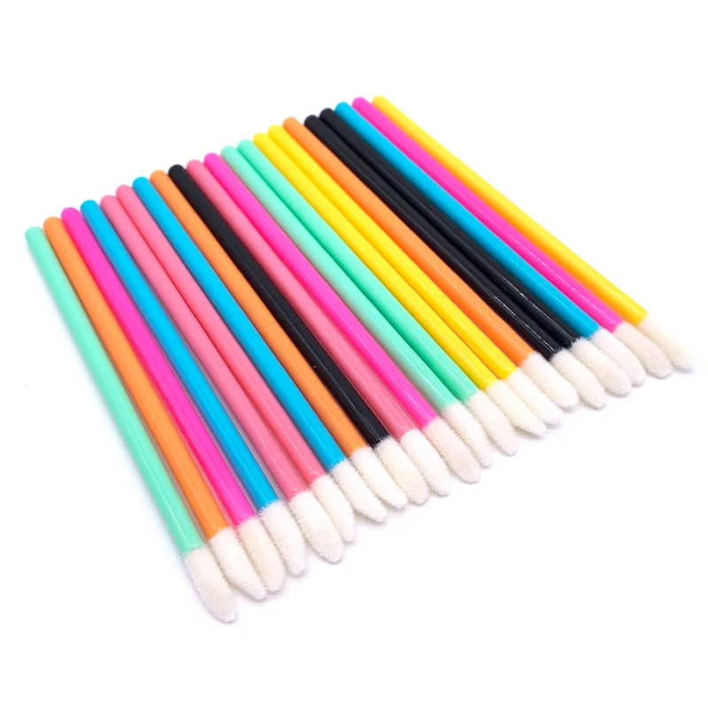 50 PCS  flocked disposable lip gloss brush applicator lipstick wand makeup tools