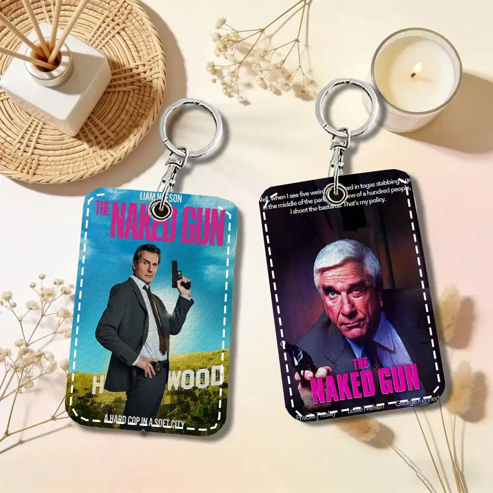 The N-Naked Gun Comedy Movie Card Wallet With Keychain PU Leather Printed Pattern Card Holder