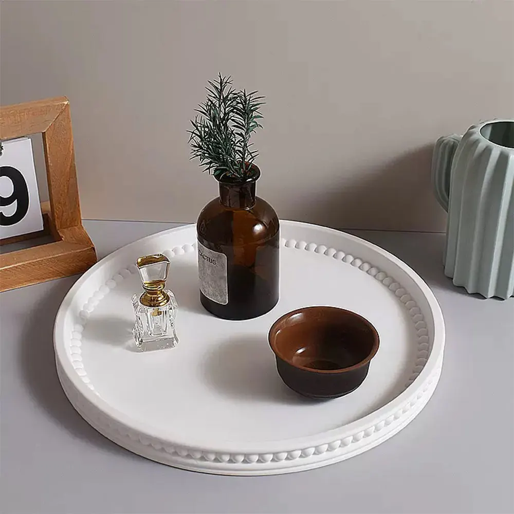 Round Storage Tray Silicone Mold Stripe Gypsum Coaster Molds Plaster Resin Jewelry Display Plate Casting Mould Cement Home Decor view 6