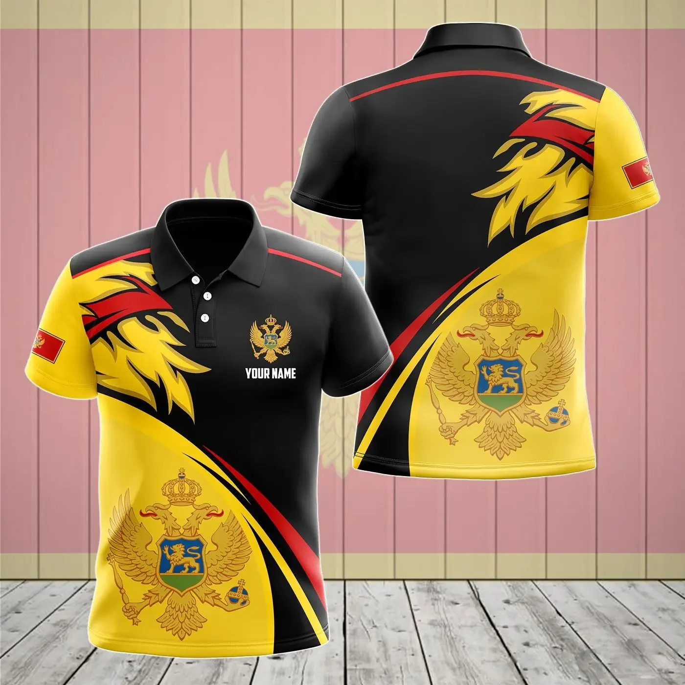 

Custom Name Montenegro Symbol Graphic Polo Shirts Summer Casual Streetwear Men's Fashion Loose Jersey Plus Size Sportswear