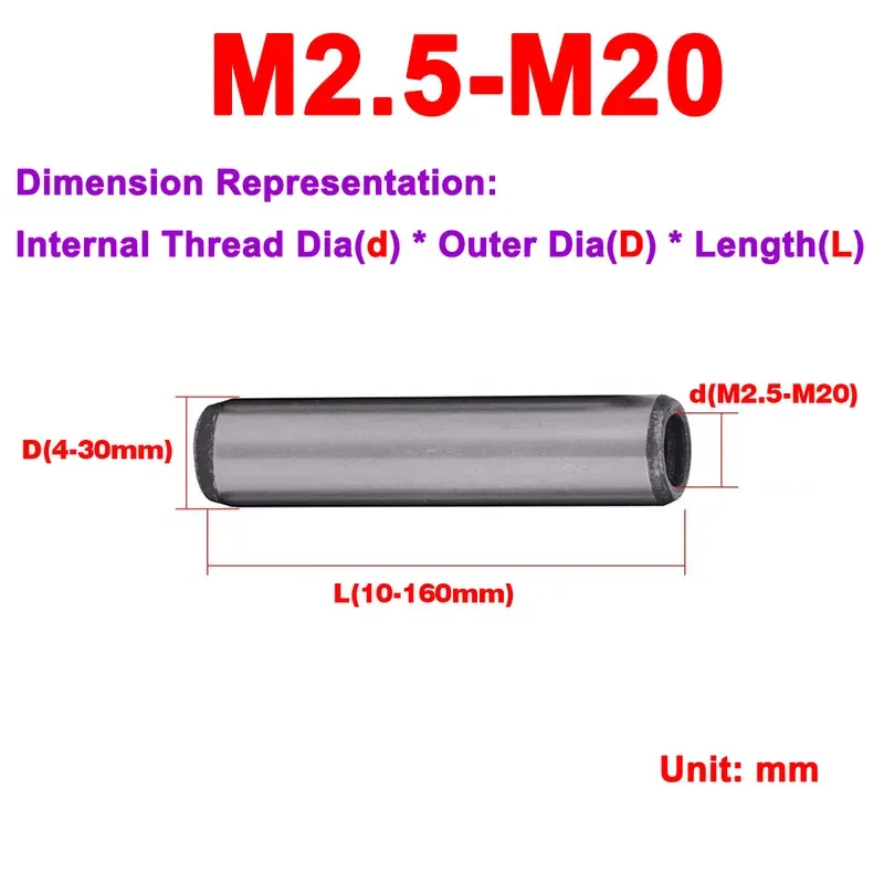 

45# Steel Quenched Cylindrical Pin Single Head Internal Thread M2.5 M3 M4 M5 M6