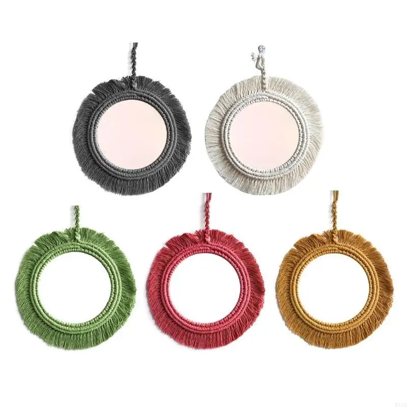 Miroir kx4b bohème avec franges macramées miroirs suspendus pour maison chambre à coucher