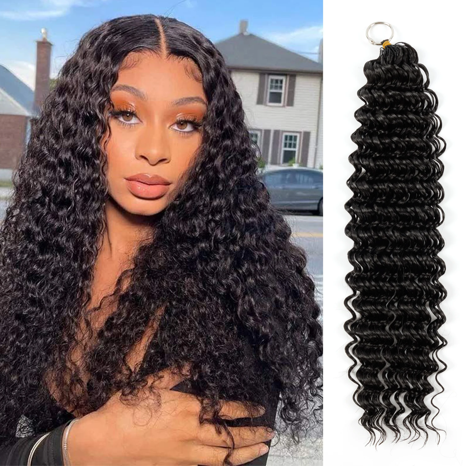 

Hot Selling Crochet Braids Curly Extension Deep Wave Blend Hair Feather Crochet Not Easy Break Soft Bleachable ForDaily Use 50g
