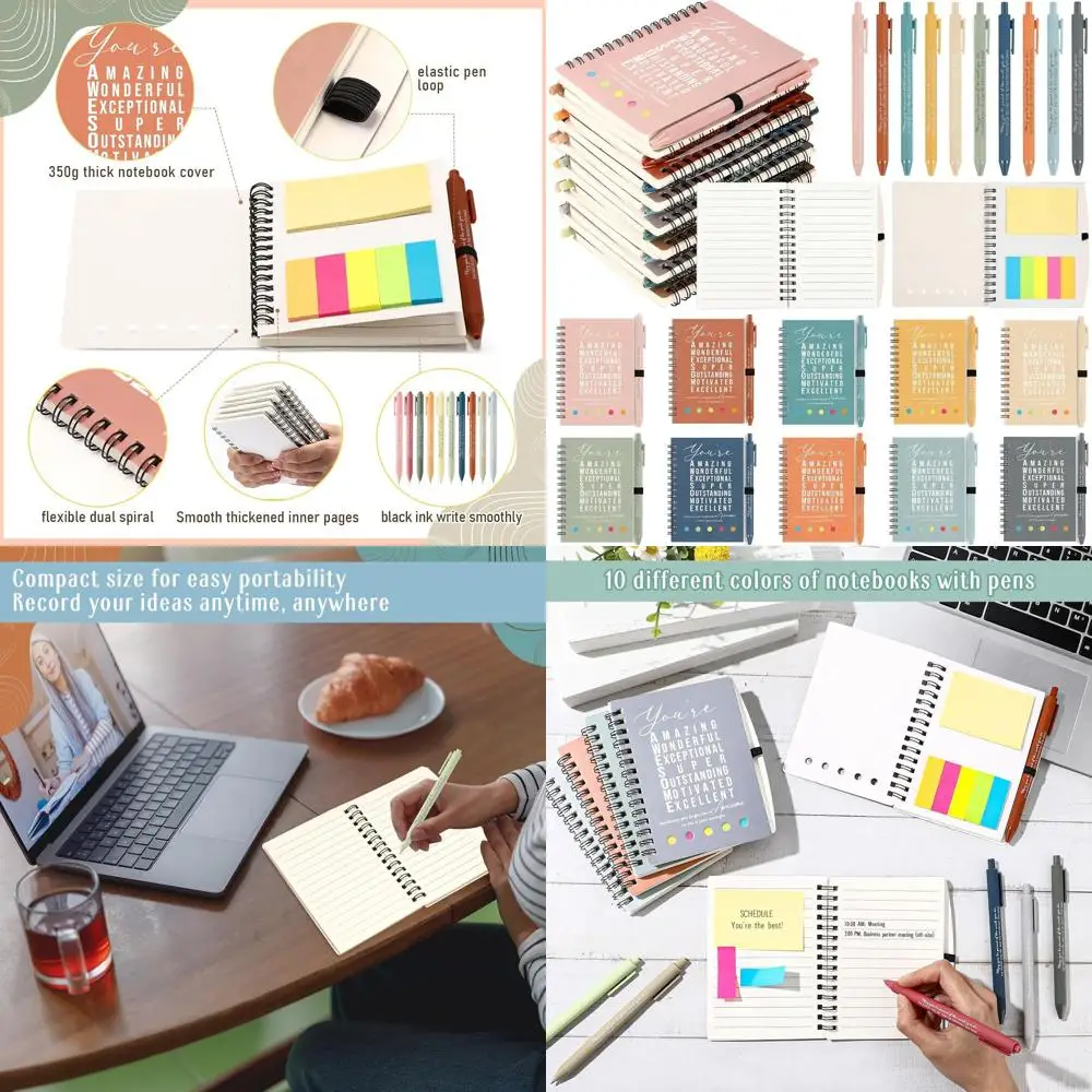 

Набор из 50 вдохновляющих спиральных блокнотов с липкими заметками и ручкой — объемный светильник Morandi для подарков сотрудника, призначений учителю