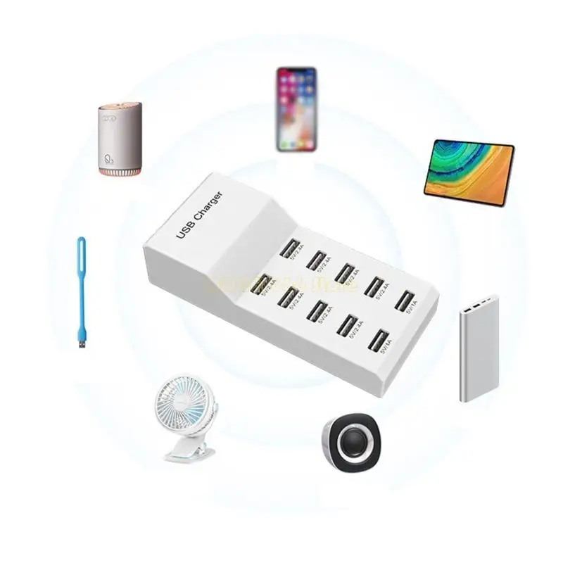 

F62C быстрая зарядка USB Adapter 10-портовая станция адаптер питания зарядное устройство