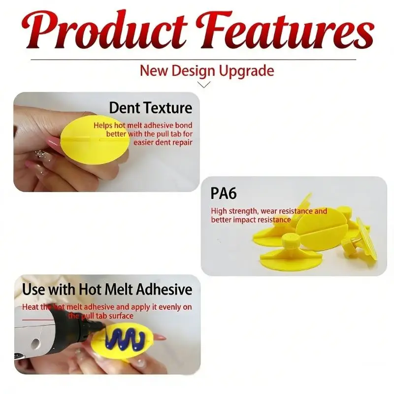 Plastic Dents Repair Tool Pullers Set Of 6 For Car Fridge Motorcycle Metal Surfaces  