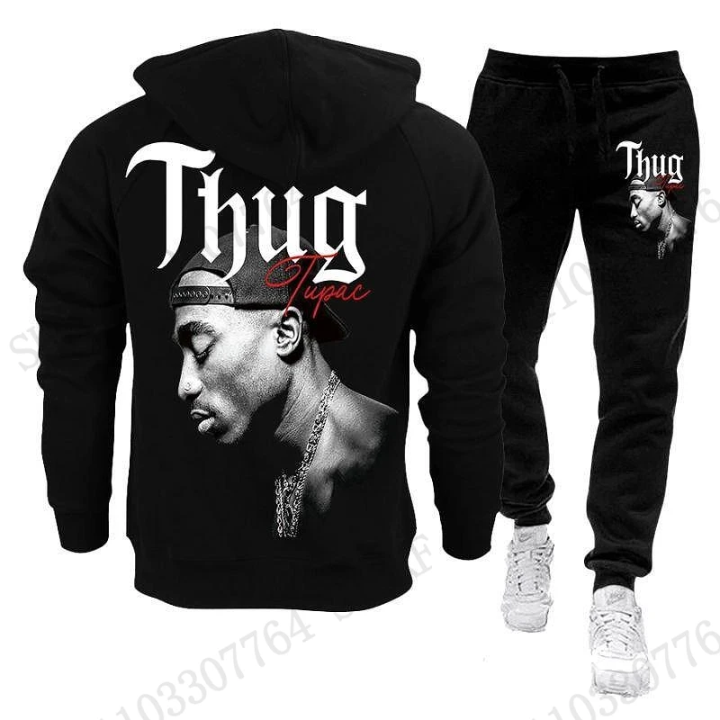 Nuovo Set Felpa e Pantaloni da Uomo Rapper 2Pac / Tupac Tour Stampa 3D Set Moda Uomo Donna Felpa + Pantaloni 2 Pezzi Tuta Sportiva Streetwear