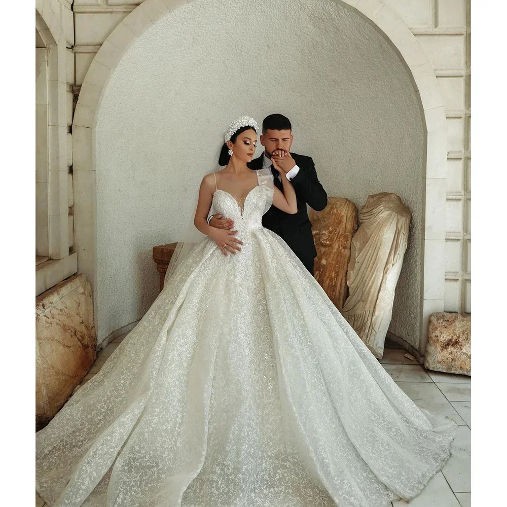 

Customized Gorgeous Princess Wedding Dresses Ball Gown Sweetheart Neck Ivory WhiteLace Bride Gowns Robe Mariage Vestidos