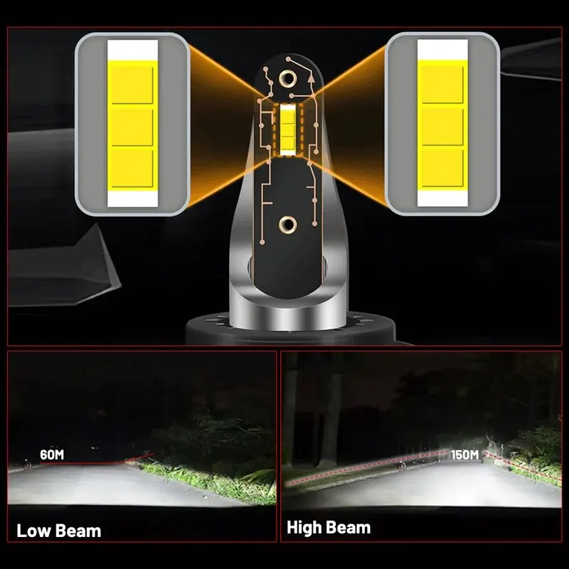 H7 led farol 6000k h1 h4 h8 h11 lâmpadas led luz de nevoeiro 9012 hir2 9005 hb3 9006 hb4 lâmpadas automáticas 25000lm 120w turbo mini