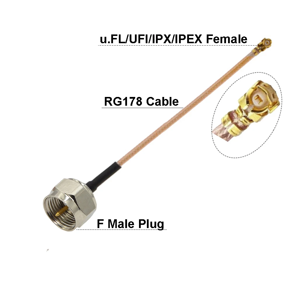 2PCS 15cm RG178 F Female Bulkhead to uFL/u.FL/IPX/IPEX-1 Jack Coaxial RF Pigtail Cable WIFI 4G Antenna Extension Cable Cord