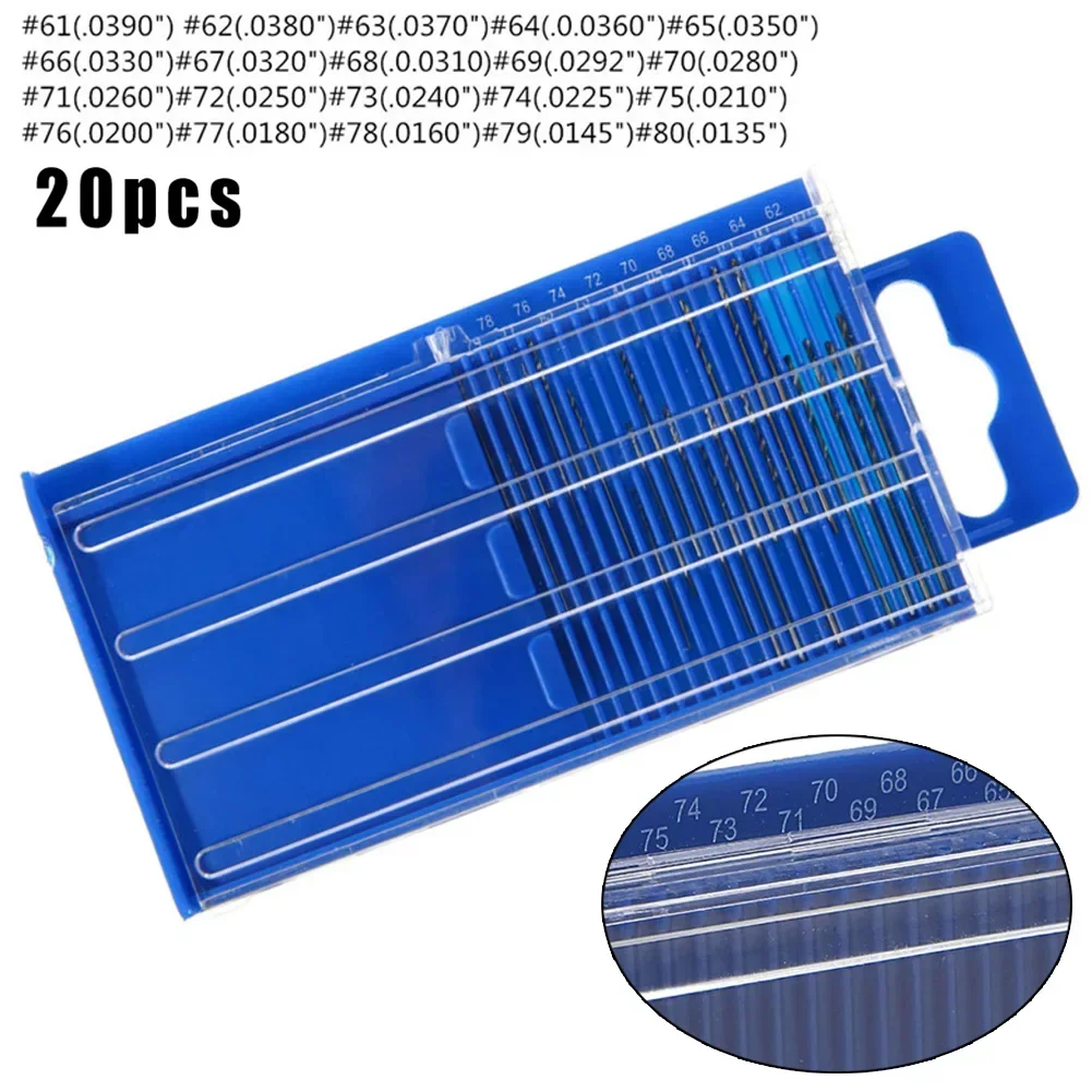 20 قطعة # 61- # 80 مجموعة لقمة مثقاب إمبراطورية صغيرة HSS بوصة مجموعة لقمة ثقب للحرف اليدوية الدقيقة نموذج إصلاح ساعة المجوهرات