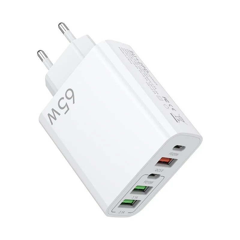 

PD 65W Fast Charging Mobile Phone Charger 5V 4A European, US and UK Standard PD+3USB Multi Port Adapter Charging Stocket