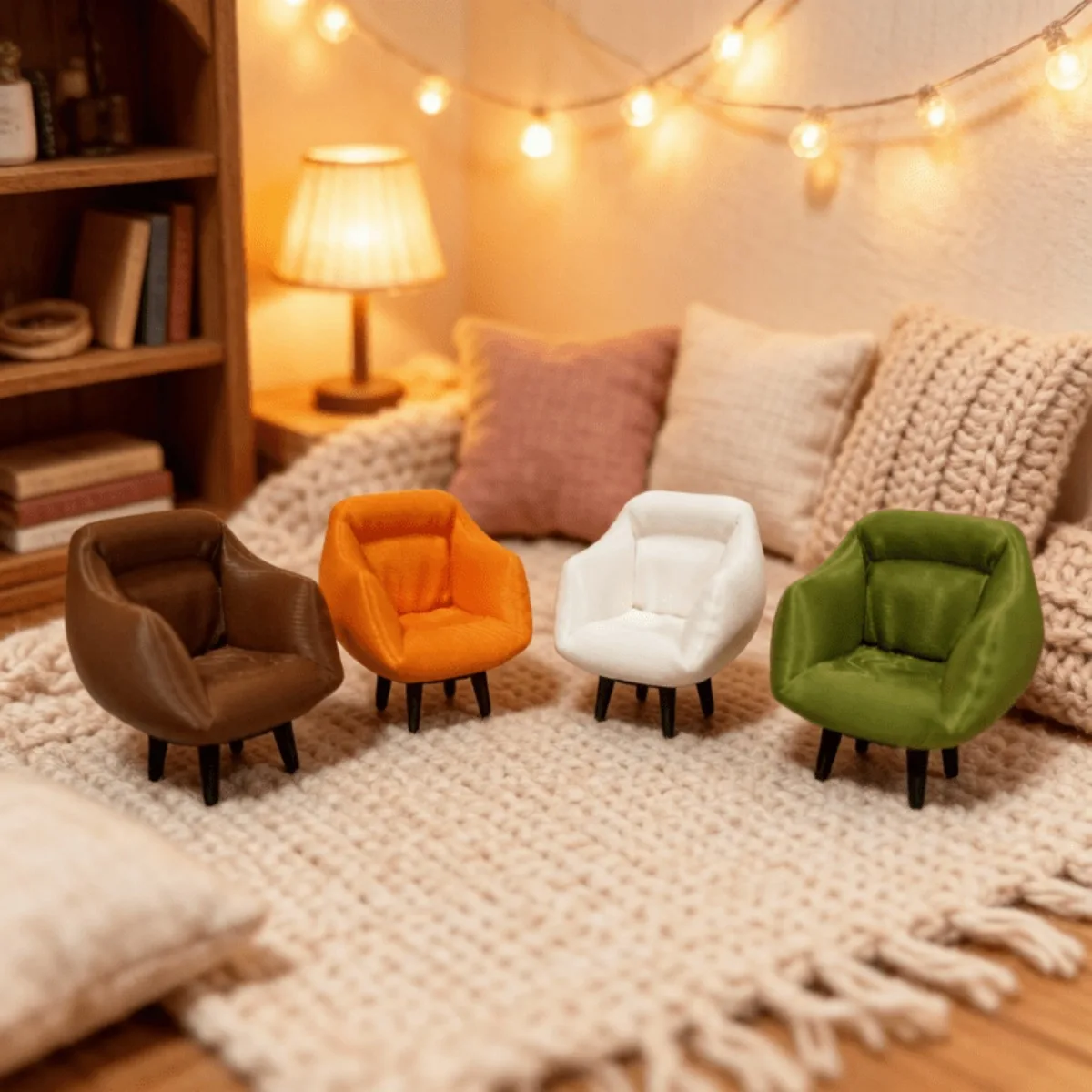 Dollhouse Mini Single Sofa Chair European Retro Style Home Decoration Tabletop Succulent Landscape Ornament