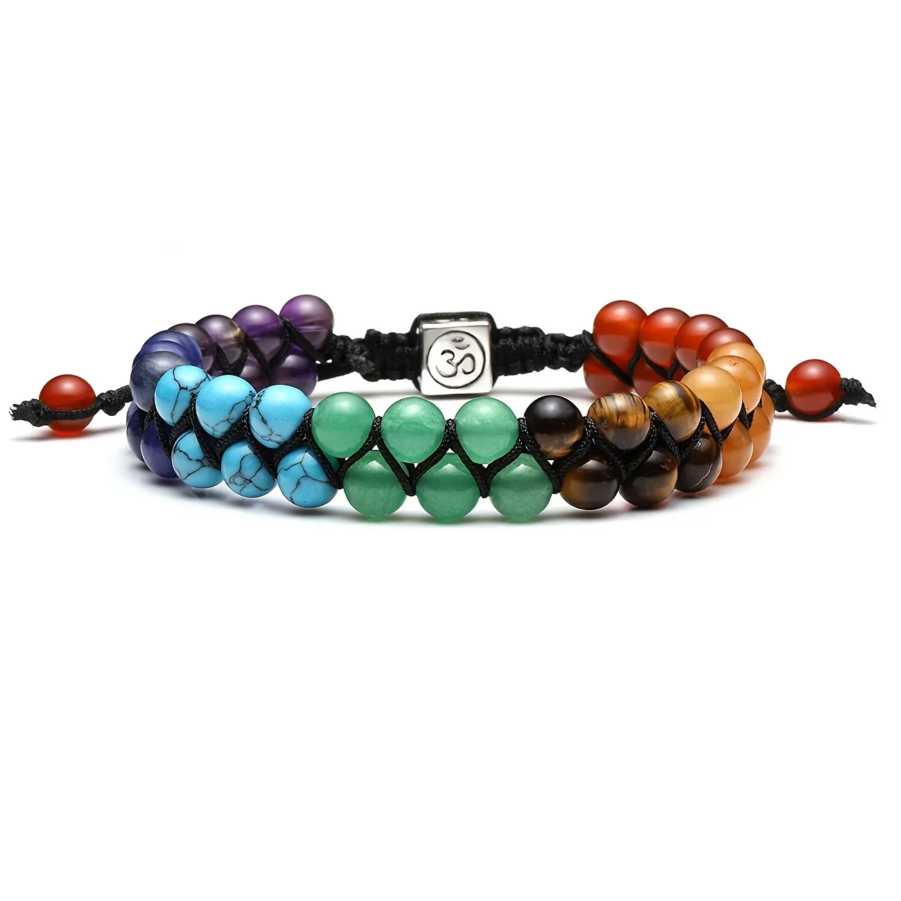 Top Plaza 7 pulsera de cristal para tratamiento de chakras, pulsera de cuentas ajustables de piedra de Yoga, meditación, relajación, ansiedad, brazalete para mujer