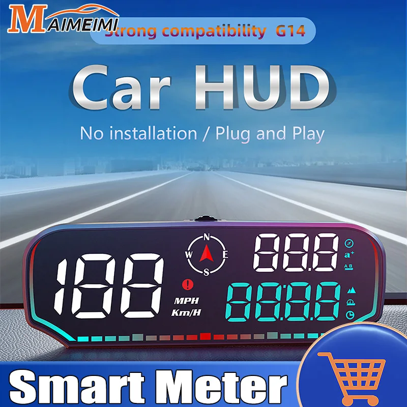 

G14 GPS For HUD Car LED Head-Up Display GPS+Beidou Intelligent Digital Gauge Speed Fuel Feed Multi Functional Meter Accessories