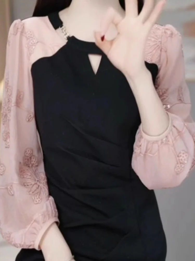 Ele emendado longo sve midi dr feminino faion primavera outono novo sle ladylike tamanho grande camada base saia de comprimento médio