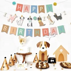 3M Cute Dog Print Happy Birthday Pull Flag Children's Birthday Welcome Baby Party Background Hanging Bunting Garland Decoration