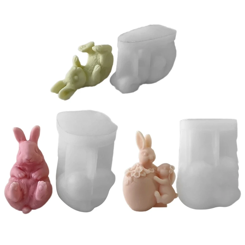 Silicone Ornament Moulds Rabbits Sculpture Molds Crafting Silicone Molds Figurines Molds Silicone Texture for Craft