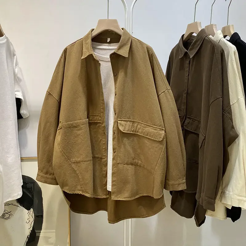 2025 Spring and Autumn New Women's Commuter Collar Splicing Oversized Workwear Jacket