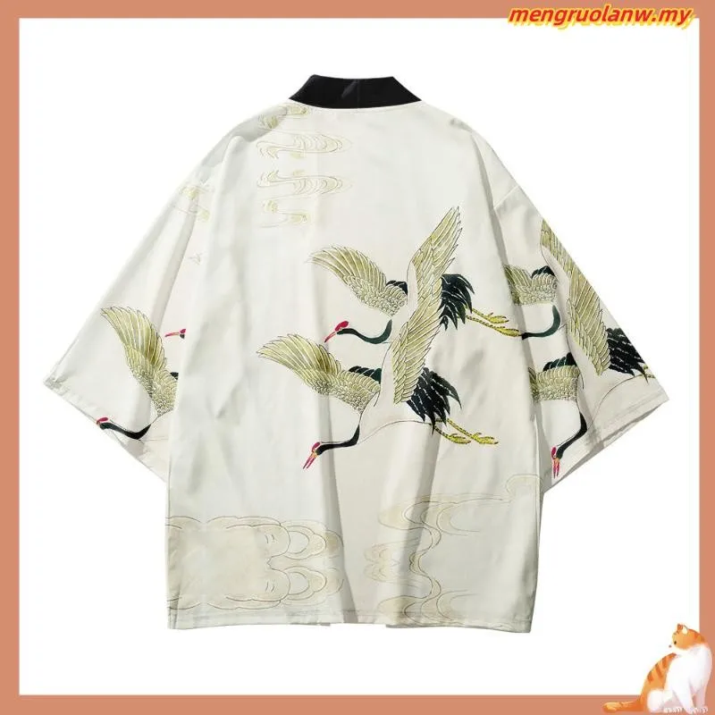 ساكورا الزهور طباعة يوكاتا الرجال النساء سترة الموضة بلوزة Haori Obi الملابس الآسيوية Harajuku اليابانية تأثيري كيمونو #2