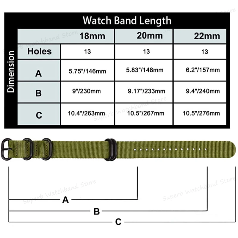 Ремешок тканевый для наручных часов, Универсальный сменный Браслет с черной пряжкой, в стиле милитари, Нейлоновый, 18 мм 20 мм 22 мм