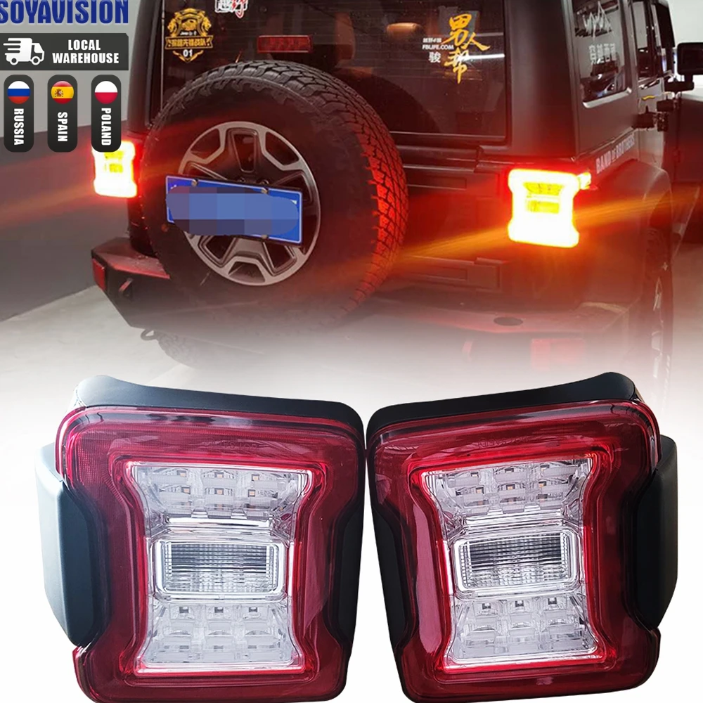 2pcs Led Tail Lamp Car Light Euro Version For Jeep Wrangler JL 2018-2023 Rear Lamps Brake Reverse light Daytime Running Lights