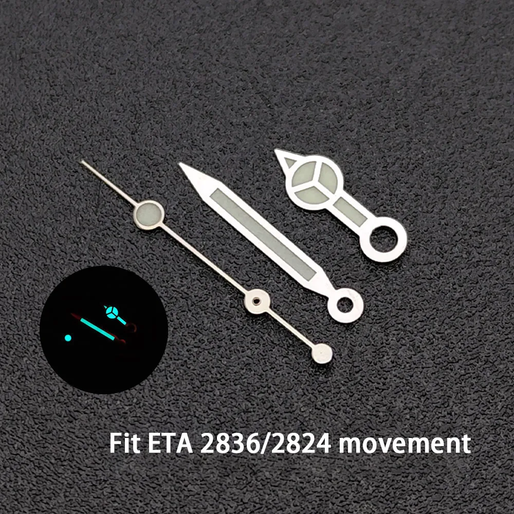 إكسسوارات ساعة يد باللون الأسود/الذهبي الوردي من ETA مؤشر ساعة 2824/2836 عقارب أزرق أخضر/أخضر متوهج يناسب حركة 2824/2836