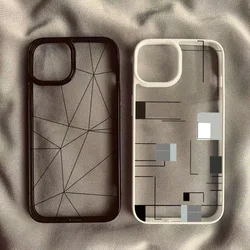 Lrregular Lines Case For iPhone 17 16 Pro 17Air 15 14 13 16 12 11 Pro Max 16 Plus Creative Geometry Shockproof Clear Phone Cover