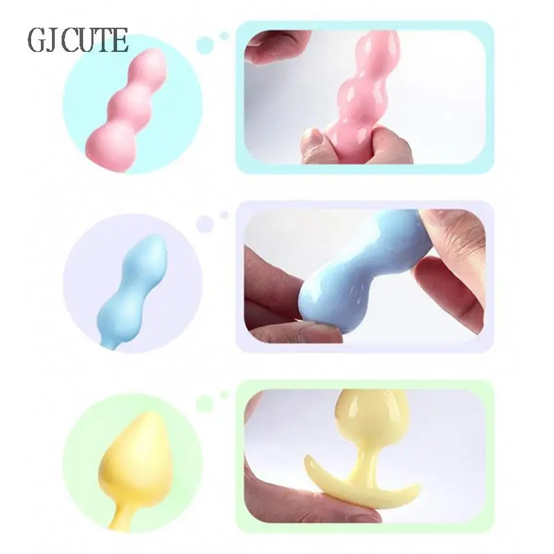 3pcs/Set Soft Silicone Anal Plugs Beginner Anal Stimulator Trainer Sex Play Toy Jelly Back Court Female Flirt Butt Plug