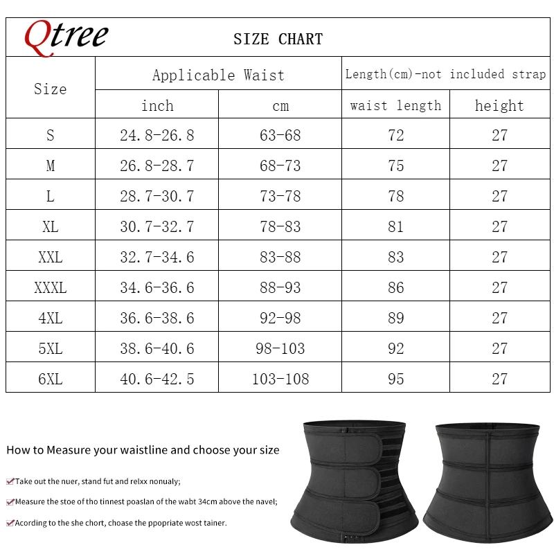 Qtree Neoprene Women Waist Trainer Belt Workout Tummy Control Belly Cincher Sauna Sweat Girdle Sport Fat Trimmer Slimming Band