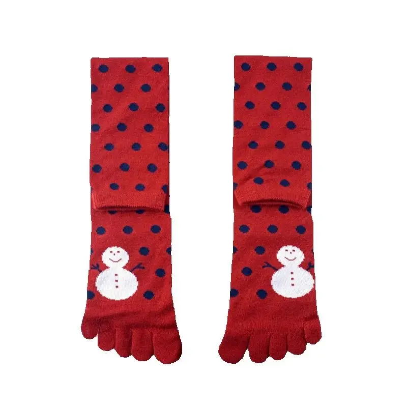 2 Pairs Female Winter Five Finger Stockings Wool Female Warm Long Kawaii Knee-high 5 Toes Stockings With Separate Toes