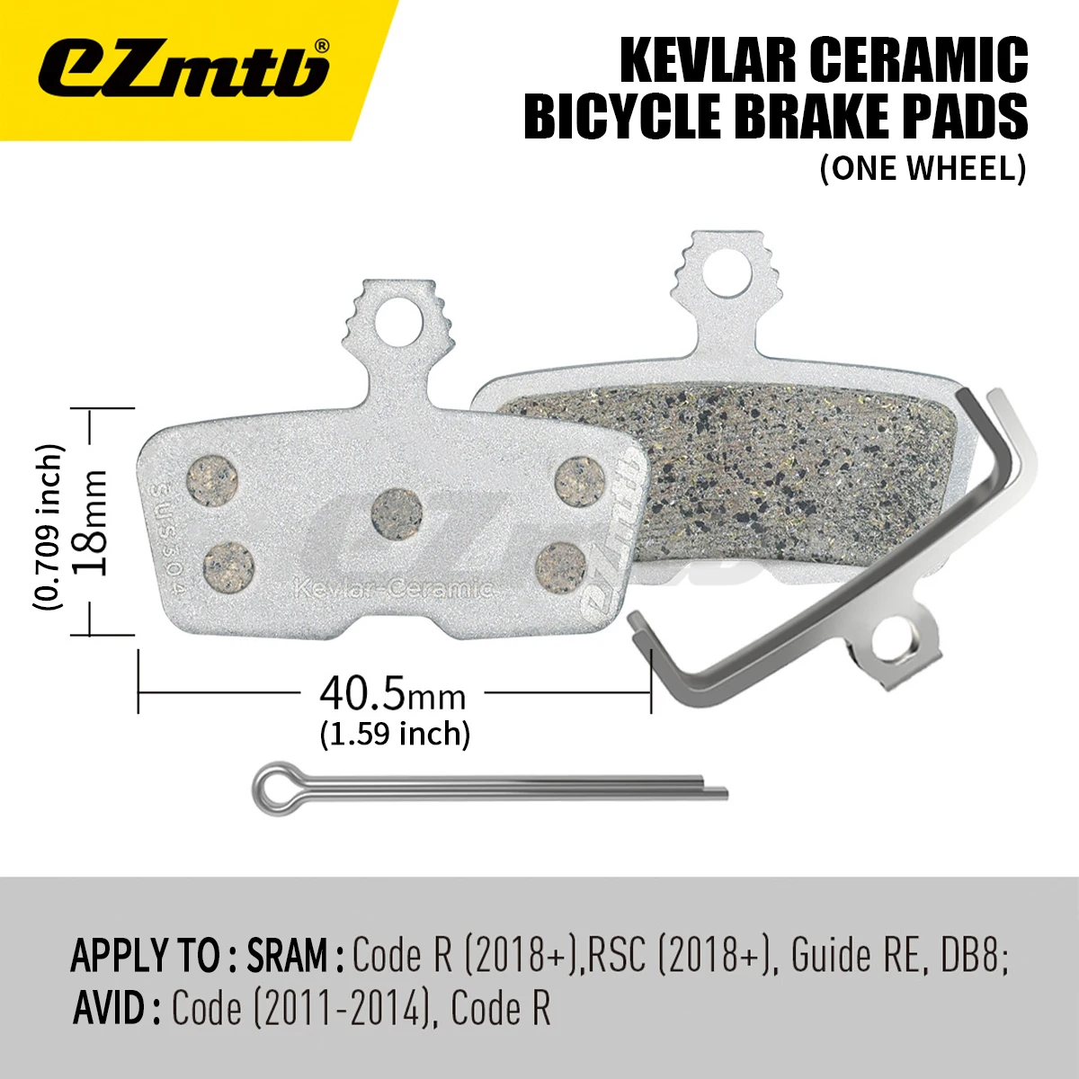 وسادات الفرامل السيراميكية من EZmtb كيفلر |   متوافق مع SHIMANO MAGURA SRAM HOPE |   لفرامل قرص الدراجة الجبلية على الطرق