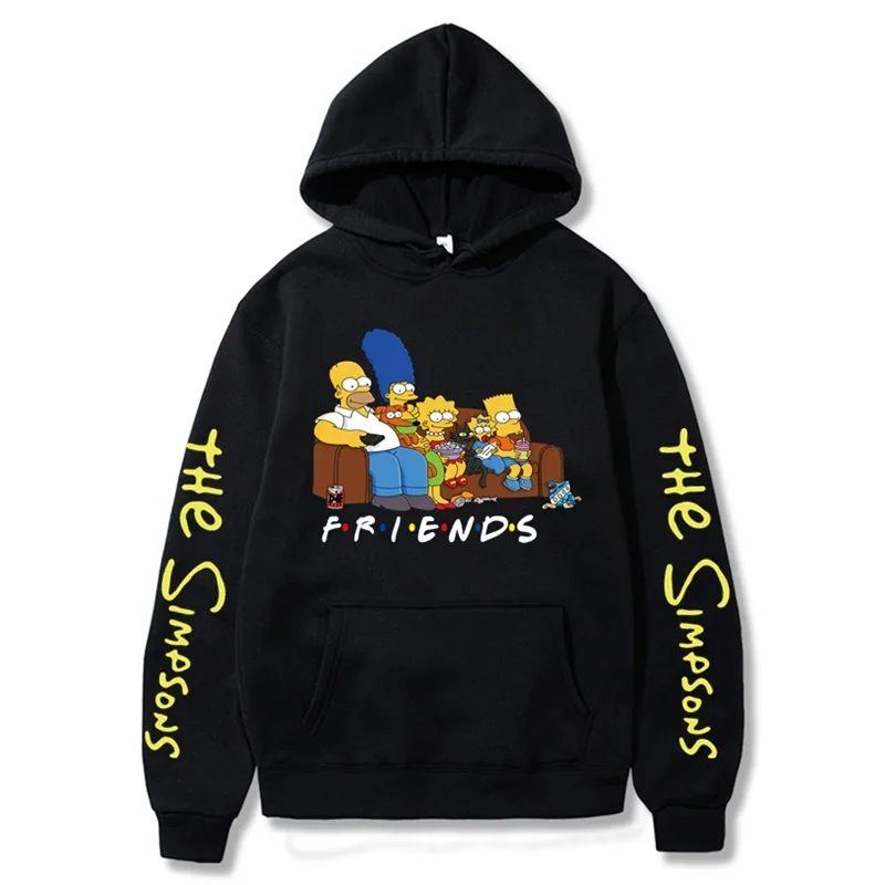 Simpson Hooded Sweatshirt Autumn Fleece Fashionable Red Blackgray Pink Hip-hop Hoodie Men's Brand Casual Clothing Top