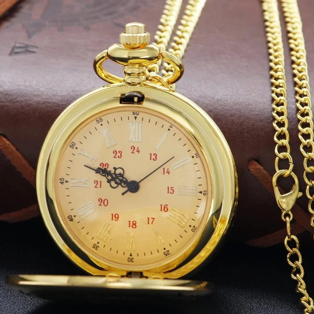 남편을위한 사랑 새겨진 석영 주머니 시계 골드 목걸이 펜던트 Fob 체인 빈티지 Steampunk 주머니 시계 남성과 여성