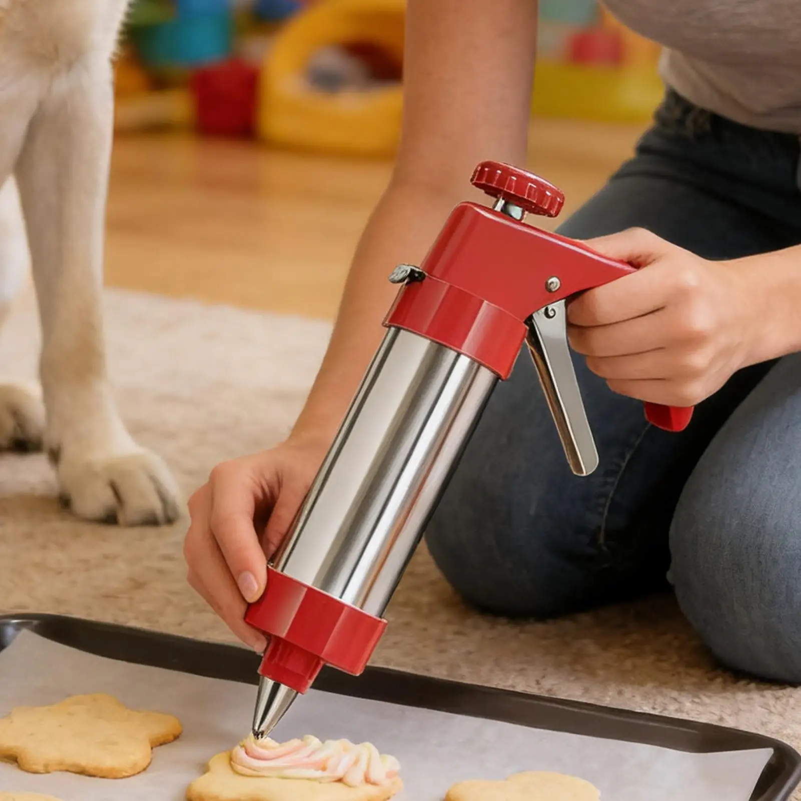 

Cookie Press Set Manual Heavy Duty Stamp Manual Cookie Making Tools Dough Maker For Dough Pizzelle Cake Dessert Family Home