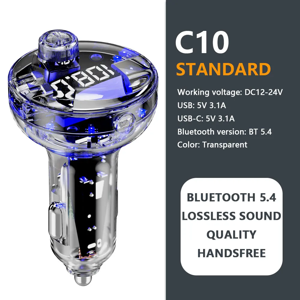 Bluetooth 5.4 FM-Transmitter, Freisprecheinrichtung, Auto-AUX-Radio-Modulator, MP3-Player mit 22,5 W und PD30 W Schnellladeadapter, Autozubehör