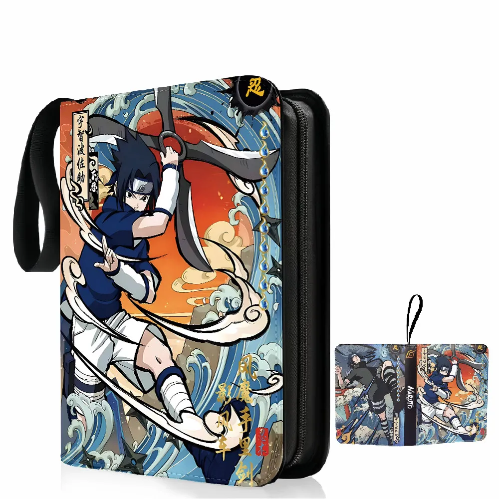 NARUTO Cards Binder 4/9 Pocket Trading Card Holder Collector Anime Card Album with 50 Inner Pages Zipper Holder Up To 900 Cards