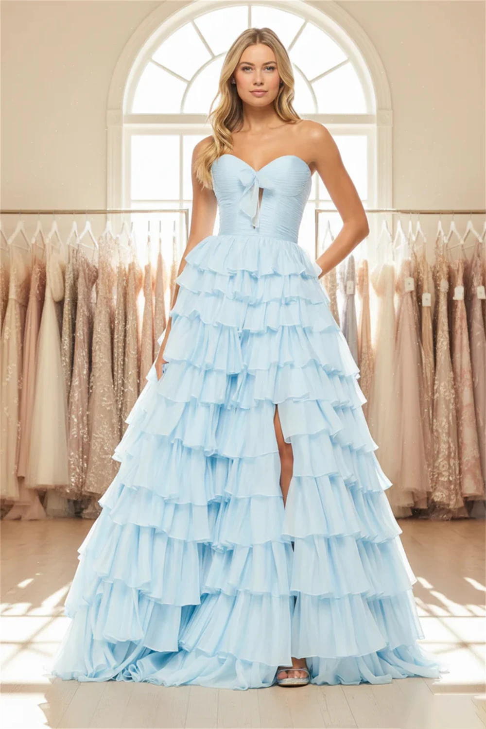 

Women's Formal Evening Gowns Chiffon Evening Dresses Sexy Strapless Formal Party Dresses Elegant Maxi Evening Gowns for Women