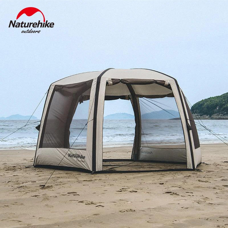 

Naturehike Cloud Nest шестиугольная надувная палатка из перголы для кемпинга, пляжа, 15D купольная палатка, воздушный навес, водонепроницаемый 10 ㎡ UPF50+