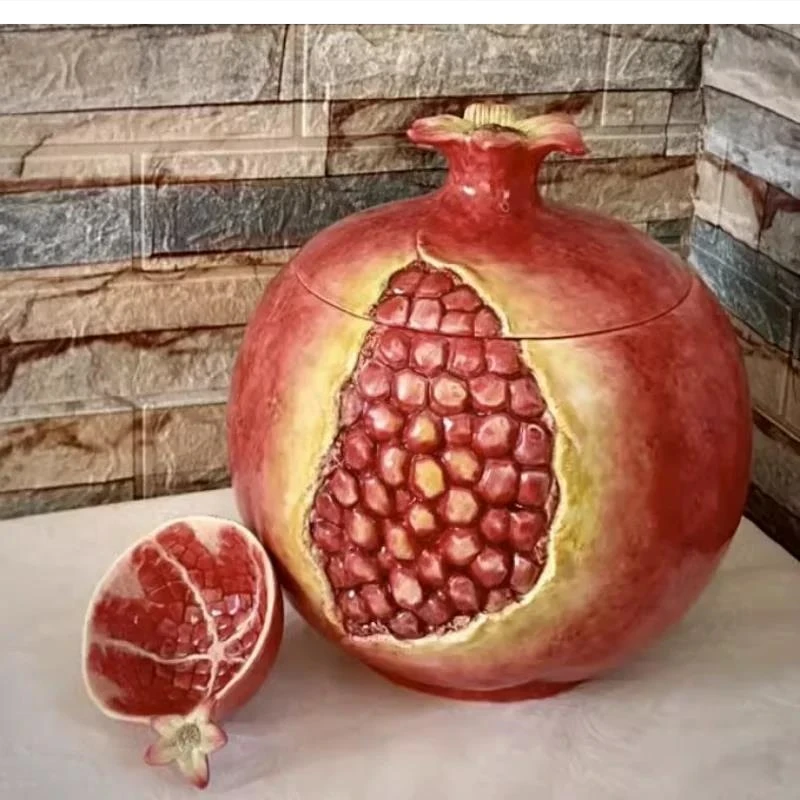 

Ceramic Pomegranate Candy Storage Jar Home Decor Living Room Decoration Dried Fruit Kitchen Food Container rice dispenser